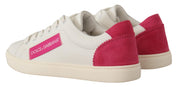 White Pink Leather Low Top Sneakers Womens Shoes