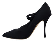 Black Socks Stretch Crystal Pumps Shoes