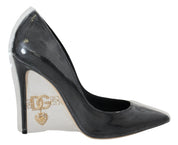 Black Leather Heels Pumps Plastic Wrapped Shoes