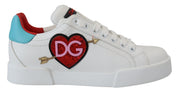 White Leather Sneaker Portofino Logo Heart Shoes