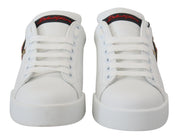 White Leather Sneaker Portofino Logo Heart Shoes