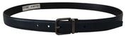 Blue Leather Silver Metal Buckle Vintage Belt