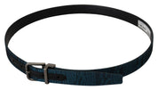 Blue Jacquard Moire Silver Metal Belt Men