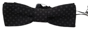 Black Pattern Silk Adjustable Neck Papillon Bow Tie