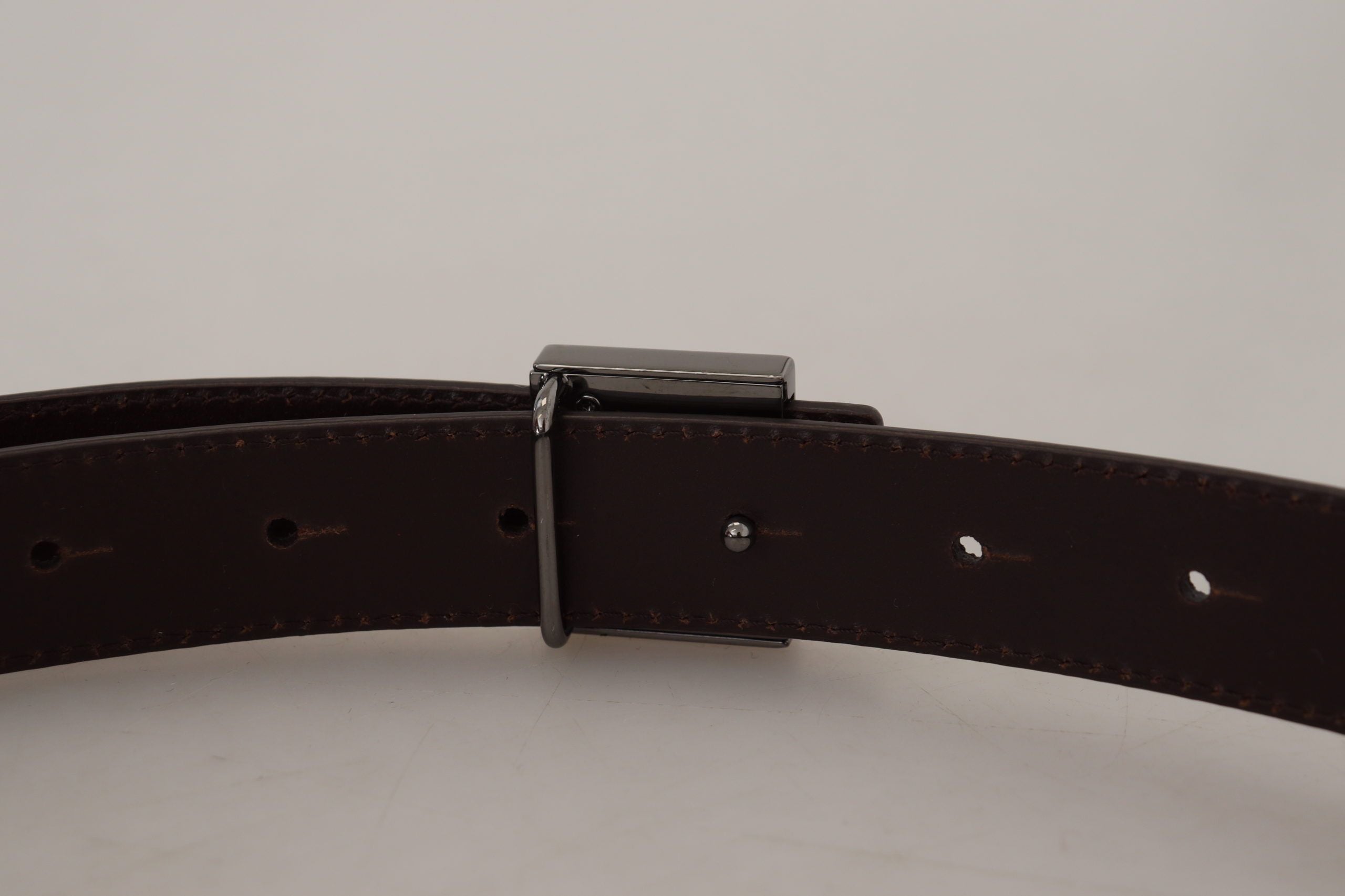 Gold Leather Silver Square Metal Buckle Belt