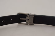 Blue Jacquard Moire Silver Metal Belt Men