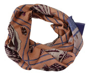 Blue Linen Seashell Pattern Mens Wrap Shawl Scarf