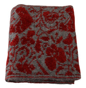 Red Grey Knitted Wrap Warmer Womens Shawl Scarf
