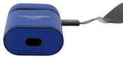 Blue Leather Silver Metal Logo Airpods Case