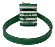 Green Leather Strap Gold Metal Logo Airpods Case