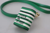 Green Leather Strap Gold Metal Logo Airpods Case
