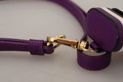 Purple Leather Strap Gold Metal Logo Airpods Case