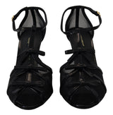 Black Stiletto High Heels Sandals Shoes