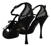 Black Stiletto High Heels Sandals Shoes