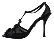 Black Stiletto High Heels Sandals Shoes