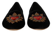 Black DG Sacred Heart Patch Slip On Flat Shoes