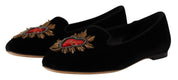 Black DG Sacred Heart Patch Slip On Flat Shoes