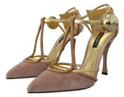 Pink Crystal T-strap Heels Pumps Shoes