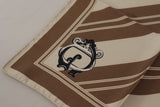 Brown Stripes DG Logo Square Mens Handkerchief Scarf