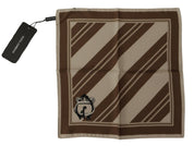 Brown Stripes DG Logo Square Mens Handkerchief Scarf