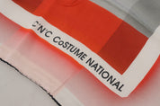 Costume National Gray Red Shawl Foulard Wrap Scarf