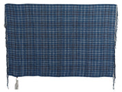 Costume National Blue Linen Shawl Foulard Fringes Scarf
