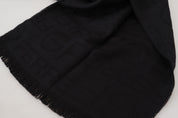 Black Wool Neck Wrap Shawl Fringes Scarf