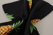 Black Pineapple Printed Square Handkerchief  Scarf