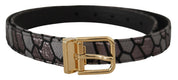 Multicolor Patchwork Leather Gold Jaquard Belt