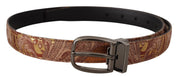 Dolce & Gabbana Multicolor Embossed Leather Black Metal Buckle Belt