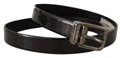 Black Vernice Puntinata Leather Silver Tone Metal Belt