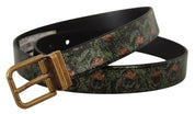 Multicolor Leather Vernice Pavone Bronze Metal Belt