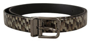 Brown Herringbone Leather Gray Belt