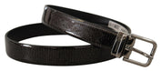 Black Leather Vernice Metal Buckle Belt