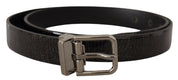 Black Leather Vernice Metal Buckle Belt