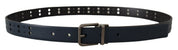 Blue Perforated Skinny Leather Metal Buckle Belt