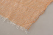 Peach Linen Knitted Shawl Wrap Fringes Scarf