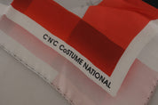 Costume National Gray Red Silk Shawl Foulard Wrap Scarf
