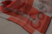 Costume National Gray Red Shawl Foulard Wrap  Scarf