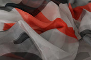 Costume National Gray Red Shawl Foulard Wrap  Scarf