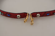 Red Exotic Leather Crystals Shoulder Strap