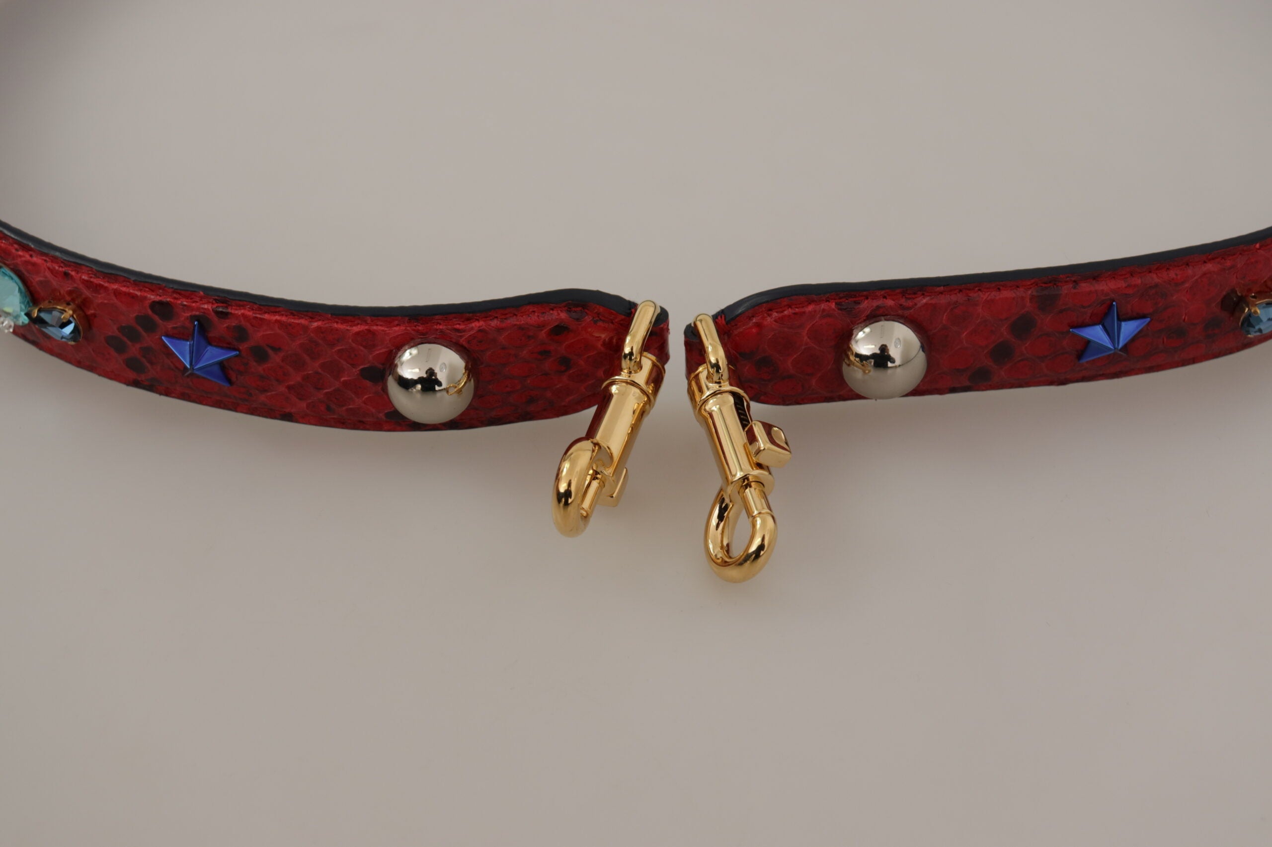 Red Exotic Leather Crystals Shoulder Strap