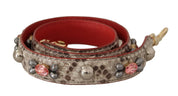 Beige Exotic Leather Studded Shoulder Strap