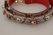 Beige Exotic Leather Studded Shoulder Strap