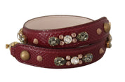 Bordeaux Leather Crystals Bag Shoulder Strap