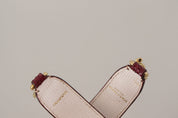 Bordeaux Leather Crystals Bag Shoulder Strap
