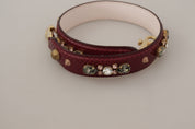 Bordeaux Leather Crystals Bag Shoulder Strap