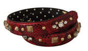 Red Python Leather Crystals Reversible Shoulder Strap