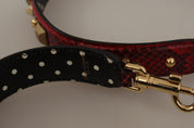 Red Python Leather Crystals Reversible Shoulder Strap