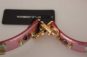 Metallic Pink Leather Studded Shoulder Strap